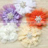 Artifical Lace Fabric Ballerina Flower With Rhinestones For Headband thumbnail-1