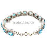 925 Solid Sterling Silver Natural Blue Topaz Rhodium Bracelets Spring Look American Diamond Bracelets Diamond Bracelets thumbnail-3