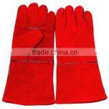 4 Inch Cow Split Leather Welding Gloves / Red Leather Gloves Men thumbnail-2