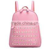 Hot Pink Leather Girls Backpack , Shopping Travel Bag thumbnail-1