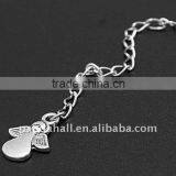 Brass End Chains, With Tibetan Style Pendants, Nickel Color, Brass Side Twist Chains: 3.4x1.4mm(FIND-JF00020)