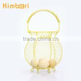 yellow fashion custom design metal hanging fruit egg basket with handle                        
                                                Quality Choice