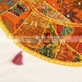 Yellow Indian Meditation Pillows Round Cushion Ethnic Decorative Pillow Patchwork Pillows thumbnail-2