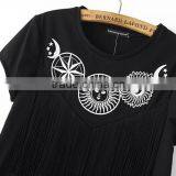 Clothing Manufacturer Printed Image Black Tassel Round Collar t Shirt for Girls thumbnail-4
