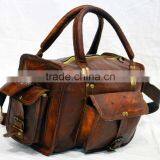 Indian Real Leather Duffel Bag Handmade Shoulder Bag Mens Leather Duffel Bag Goat Leather Travel Bag Luggage Bag