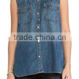 New Designer Sleeveless Denim Women Vest JXF032 thumbnail-2