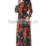 2016 New Spring Couture High-end Big Long Sleeved Printed Chiffon Dress thumbnail-5