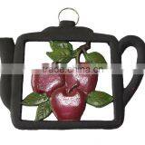 Teapot Shape With Apple Cast Iron Craft Trivet