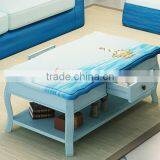 Mediterranean Style Coffee Table, Sailing Boat Handpainting Tea Table, Pastoral Solid Wood Living Room Coffee Table (BF01-X1157) thumbnail-3