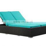 Outdoor Wicker Furniture Plastic Beach Lounge Chairs Sun Lounger for 2 Person thumbnail-1