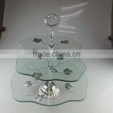 3 Tier Wedding Metal Stand for Cake ,Glass Cake Stand With Silver Flowers thumbnail-1