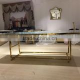 glass top center glass wedding table with crystal decoration