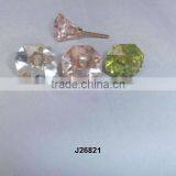 Glass Knob With Screw in Light Pink Green and Transparent Colour and Nut Available in All Colours