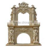 European Traditional Statuary Carved Overmantel Outdoor Marble Fireplaces thumbnail-1