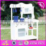 2017 New Design Children Pretend Play White Wooden Toy Kitchen Play Set W10C045W thumbnail-5