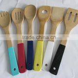 2017 100% Natural Bamboo Spatula With Colored Handle thumbnail-1