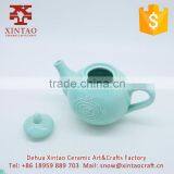 Blue Elegant Porcelain Embossed Flower Ceramic Tea Pot thumbnail-2