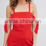 2017 Fashion Red Playsuit With Tie Sleeve for Women thumbnail-5