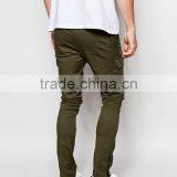 Custom 98% Cotton 2% Elastane Stretch Twill Functional Zip Cargo Pockets Zip Leg Opening Men's Green Casual Pants thumbnail-2