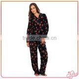 Flowers Flower Print Rose Fleece Warm Winter Lady Winter Pajama thumbnail-2