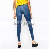 High Waist Blue Plain Skinny Casual Women Jeans From OEM Factory thumbnail-2