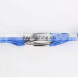 Hot Sales Handmade Wax Cord Peace Sign Charm Bracelet Diy Cheap Cord Woven Knotted Bracelets for Promotion Items thumbnail-6