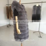 Real Fox Fur Vest Women 2015 Winter New Fashion Slims Medium Long Genuine Natural Mink Fur Vests Female Casacos Mex Fur Poncho