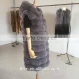 Real Fox Fur Vest Women 2015 Winter New Fashion Slims Medium Long Genuine Natural Mink Fur Vests Female Casacos Mex Fur Poncho thumbnail-1
