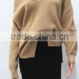 Runwaylover Ladies Deep V-Neck Sexy Knitted Pullover Sweaters thumbnail-2