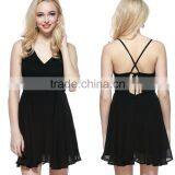 2016 Fashion Lady Pant Dresses v Neck Summer Beach Casual Backless Chiffon Playsuit Women thumbnail-1