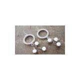 Rhodium Plating Large Silver Gemstone Hoop Earrings With Zircon for Girls thumbnail-1