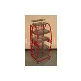 Red 6 Tier Steel Display Stands Trade Show Display Stands For Supermarket