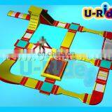 Giant Amusing Red Color Inflatable Floating Water Park Play Equipment With Playground For Sale