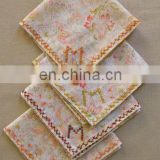 Newest fashionable graceful 100% Cotton ladies' embroidered letter Handkerchiefs