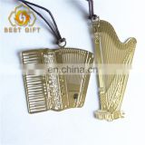 Creative Exquisite Gold Plated Lanyard Instrument Metal Bookmark