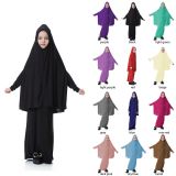 Muslim Islamic Girl's Full Length Two-Piece Prayer Dress Abaya Set for Hajj Umrah