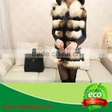 Bright White Color Fur Natural Raccoon Dog Fur & Rabbit Pelt Leather Vest thumbnail-1