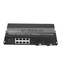 Gigabit Fiber Media Converter 10/100/1000M 2 Fiber Port +8RJ45 Port 2PO and 8LAN port