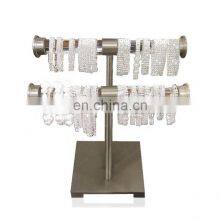 Jewelry Store Acrylic Tube Metal Base 2 Tier Clear Acrylic Bracelet and Necklace T-bar Display