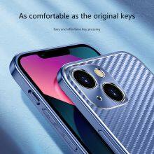 Ultra Thin Metal Luxury Phone Case Carbon Fiber Pattern Full Package Fall Proof For Iphone 6 7 8 Plus X Xr 13 14 Pro Max thumbnail-5