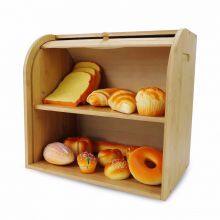 Bread Storage With Clear Windows Kitchen Bamboo Bread Box Wood Bamboo Food Bread Box thumbnail-1