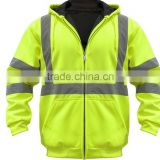 Functional hooded sweatshirt in fluorescent fabric /HI Visibility sweatshirt with high visibility reflective straps