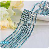 Turquoise SS6 to SS38 Silver Plating Wholesales AAA Quality Shinny Close Crystal Cup Claw Rhinestone Chain for Jewelry Cheapest thumbnail-1