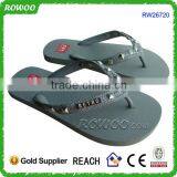 Simple Gray Rubber Flip Flops With Jewelry