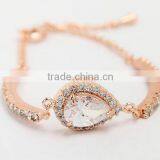 18K Rose Gold and White Gold Plated Jewelry Women Chain and Micro AAA Cubic Zircon Pave 2 Carat Pear Cut CZ Bracelet thumbnail-4