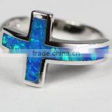 Fashion Women's Elegant Opal Cross Ring/AAA Ziron 925 Sterling Silver CZ Sideways Cross Rings thumbnail-4