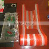 Stripe plastic T-shirt plastic bags on roll for food package