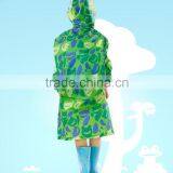 Fashion Student Long Green Transparent Brim Raincoat With Backpack Place thumbnail-2
