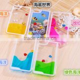 New Arrival Clear Plastic Liquid Phone Case for iPhone 6 4.7 inch with Flowing Cute Fish