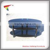 Oval Shape Glass TV Stand Living Room Furniture thumbnail-1